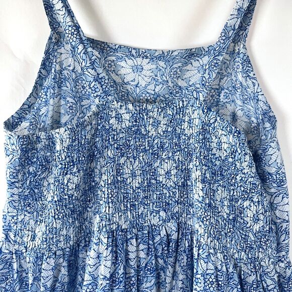 Ahika Sundress Small Tiered Smocked Spaghetti Strap Floral Boho Cottage Prairie - Picture 4 of 6